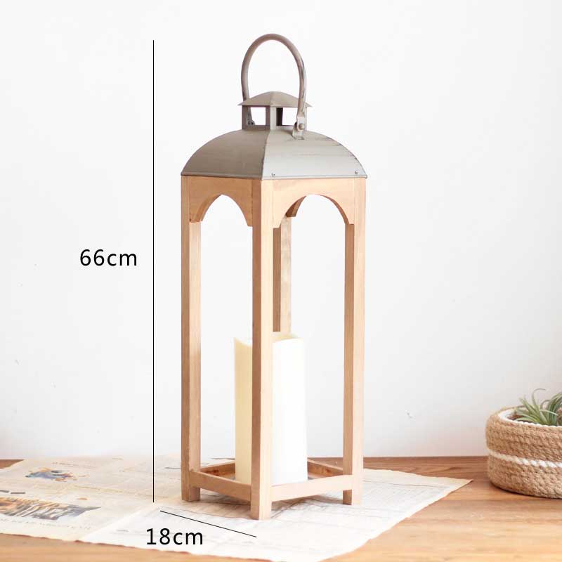 Vintage Wooden Floor Lantern Candlestick 18*57cm
