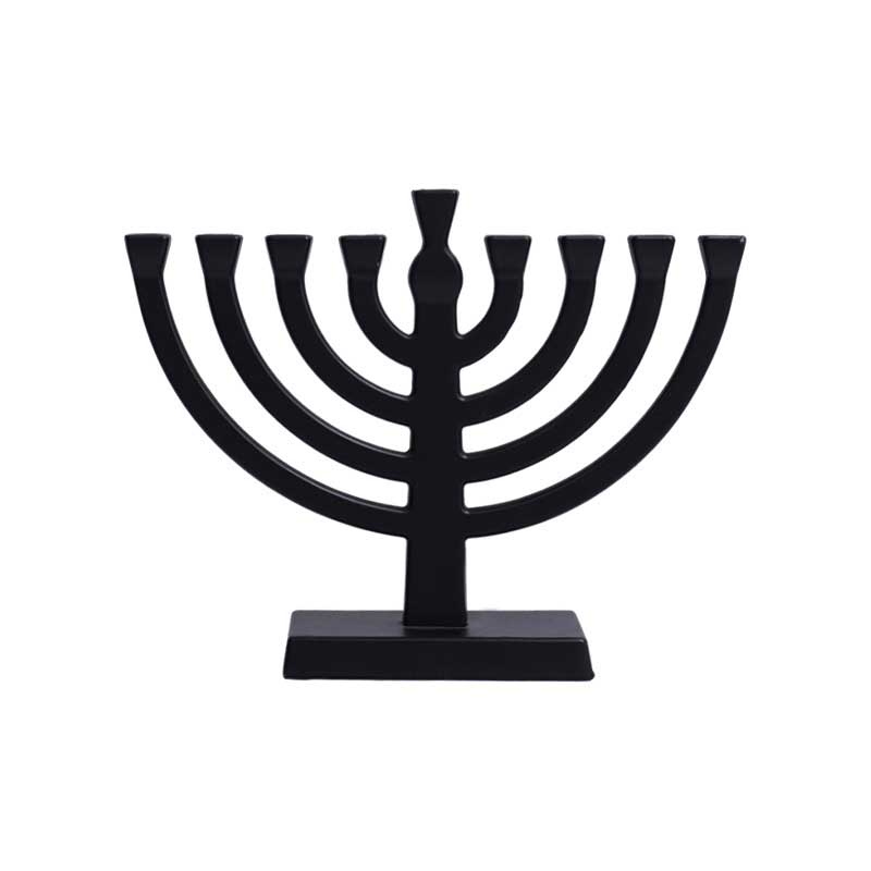 Zinc Alloy 9 arms Candlestick, Menorah for Hanukkah, Matte Black Black