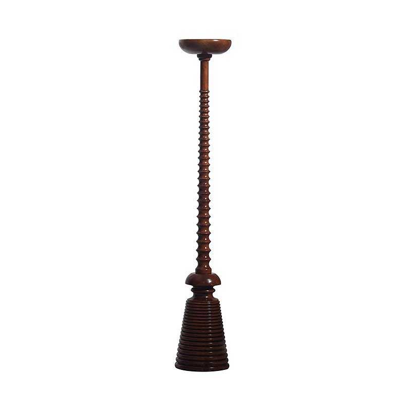 Carved Solid Wood Floor Candle Holder