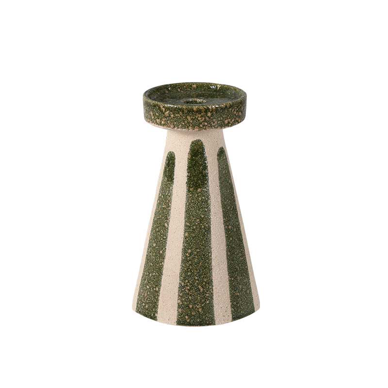 Wabi-Sabi Ceramic Candlestick,Hand-Painted Striped Decor