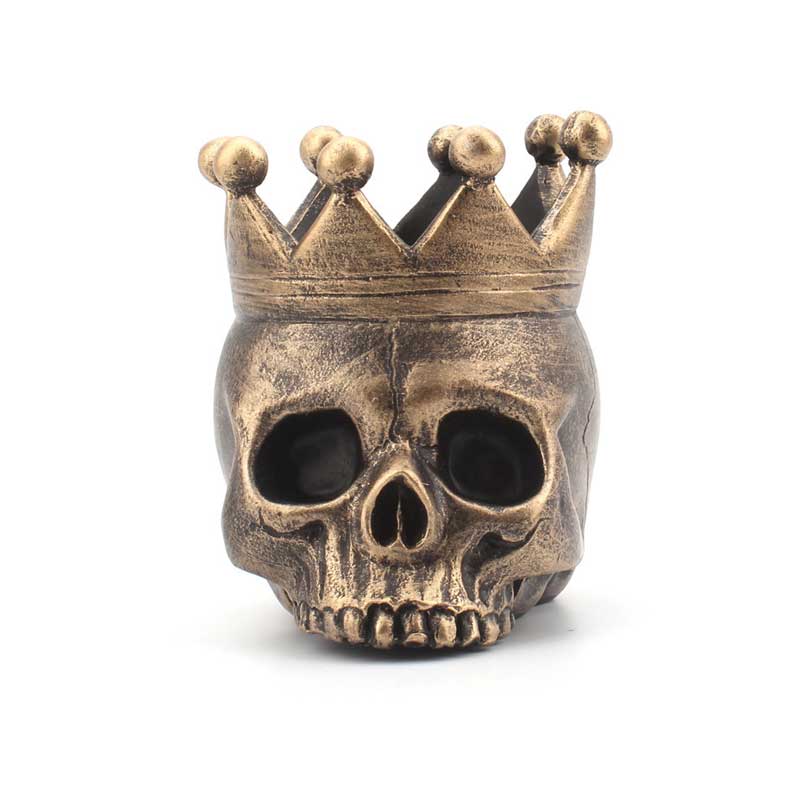 Halloween Resin Skull with Crown Candle Holder Color:Golden 2