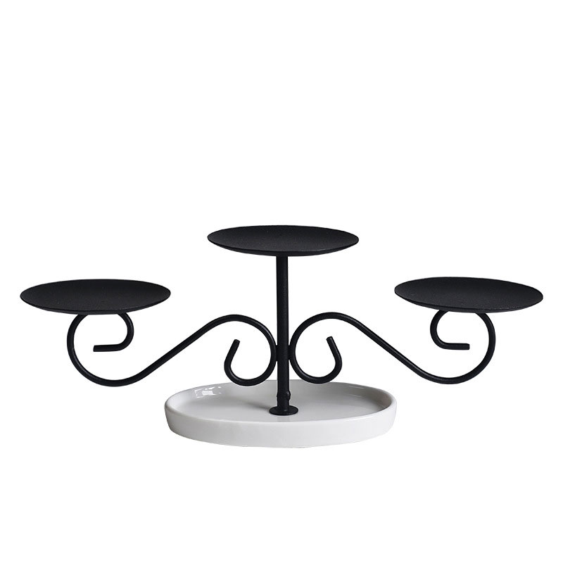 3 Branches Retro Candlestick Ceramic Base