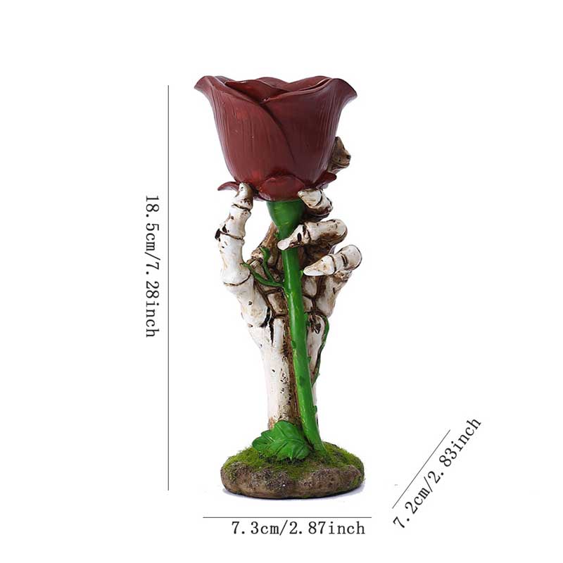 Resin Skeleton Hand Rose Candle Holder Color:White 1