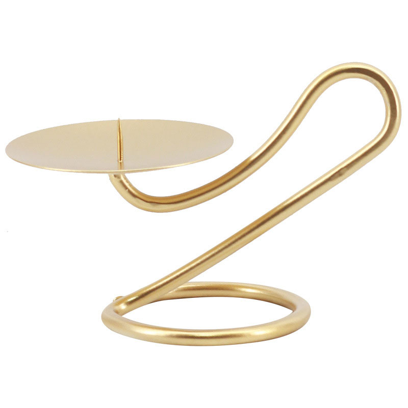 S-shaped Wrought Iron Candlestick with Spike