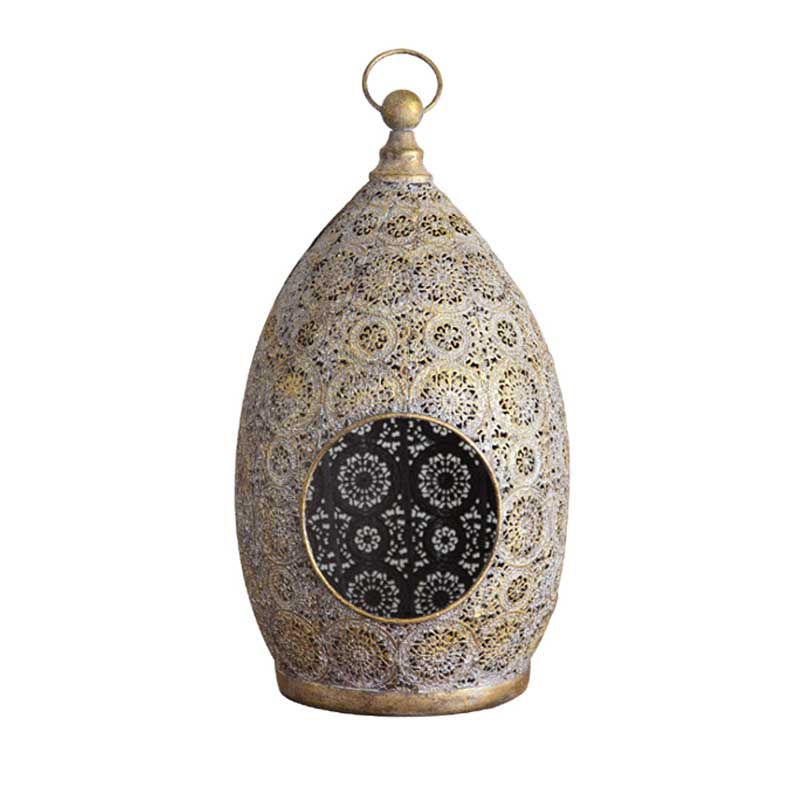 Vintage Hollowed-Out Lantern, Moroccan Iron Candle Holder