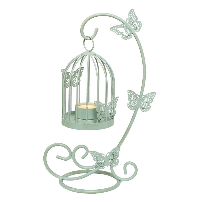 Vintage Wrought Iron Birdcage Candle Holder