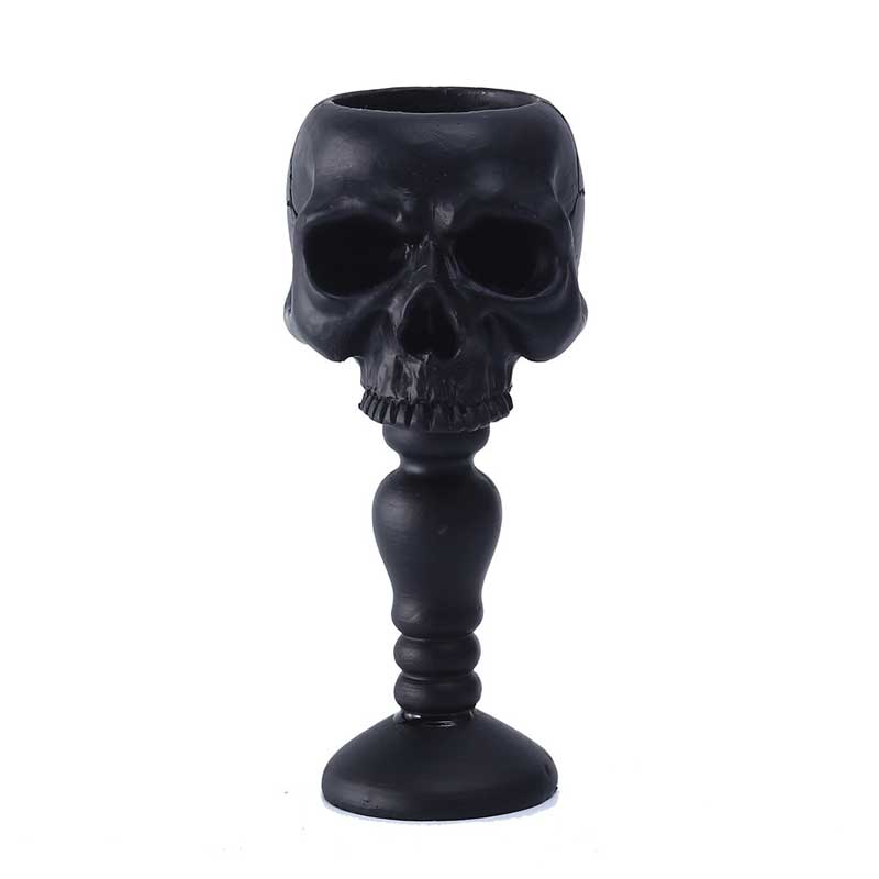 Resin Skull Pillar Candle Holder,Black,White Black
