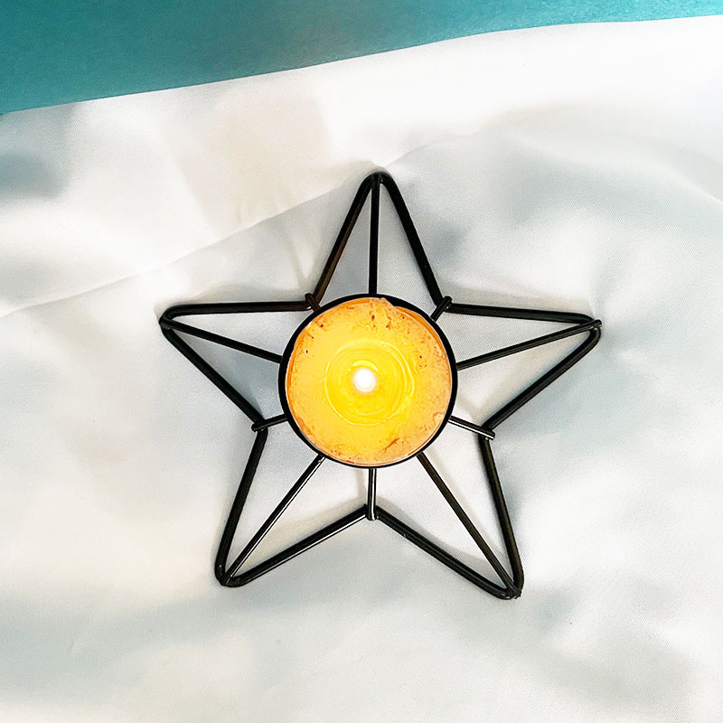 Gold/Black Pentagram Iron Candle Holder Color:Black 1