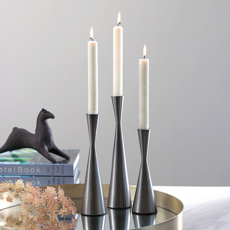 Narrow waist iron candle holder Color:Silver 1