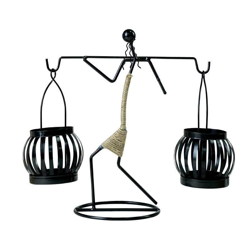 rope iron candle holder