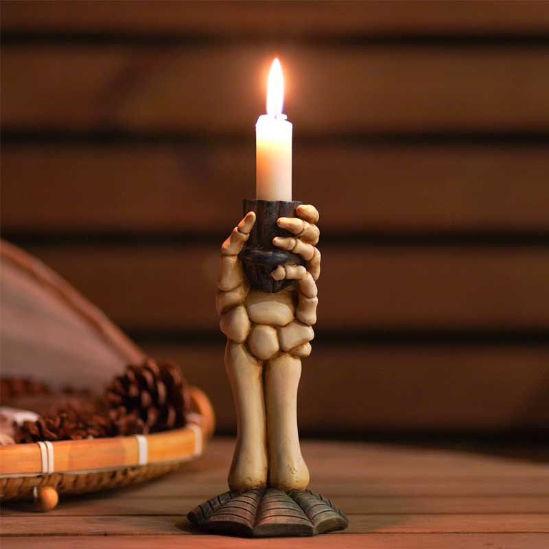Halloween Skeleton Hand Candle Holder Color:White 3