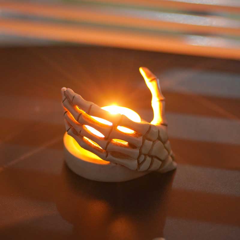 Halloween Skeleton Hand Resin Candle Holder Color:White 2