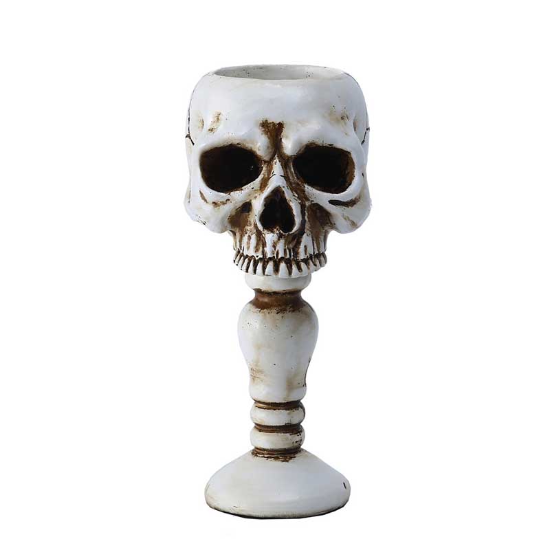 Resin Skull Pillar Candle Holder,Black,White White