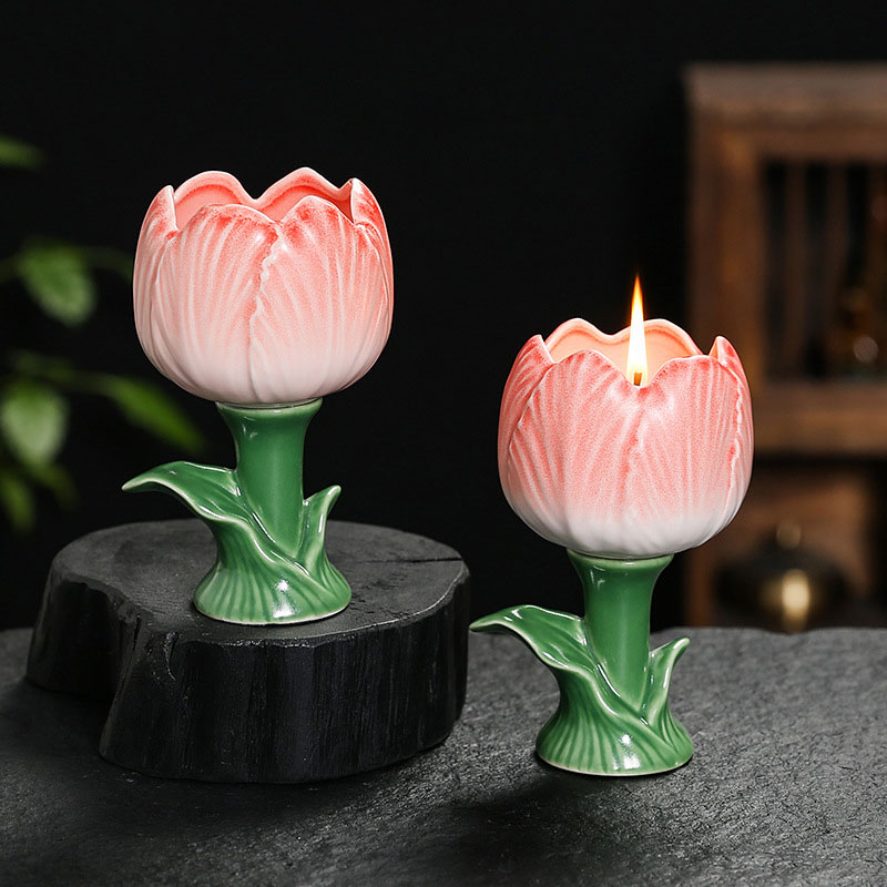 Ceramic Tulip Candle Holder Color:Default 1