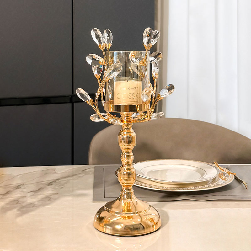 Crystal Glass and Metal Candelabra Set of 3 Color:Golden 1