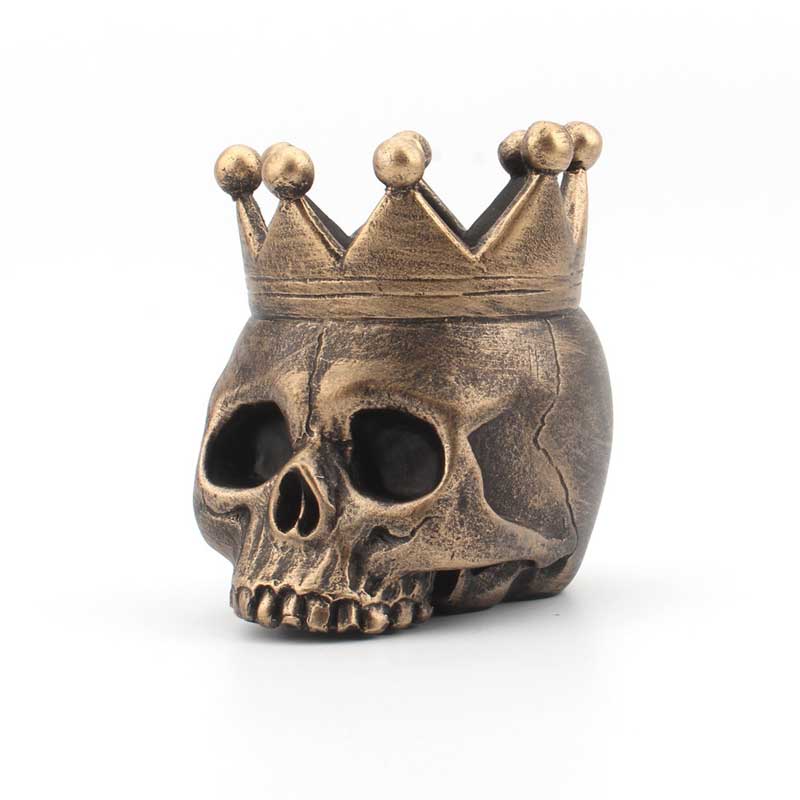 Halloween Resin Skull with Crown Candle Holder Golden