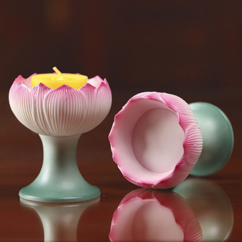 Lotus-Inspired Ceramic Candlestick Holder,Pink Gradient Color:Lotus 1