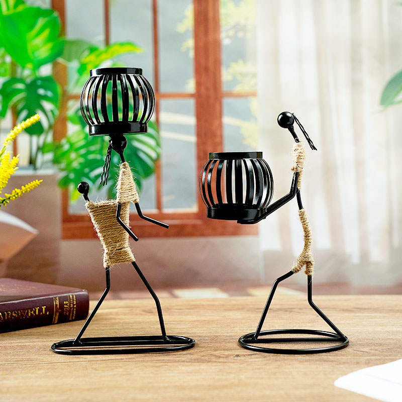 Modern Iron Wire Figurine Candle Holder Series  (Multi-Pose) Color:Black 3