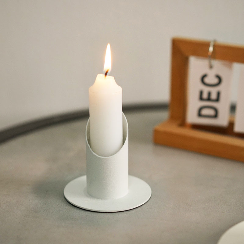 Modern Minimalist White Iron Candle Holder Color:White 2