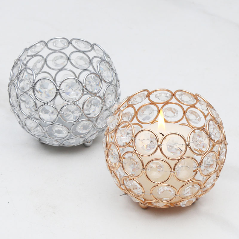 Elegant Crystal Beaded Tealight Holder Color:Golden 1