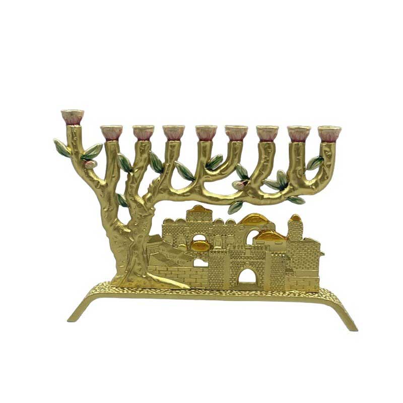 The Temple Menorah, a nine-branched Jewish candelabrum candle holder