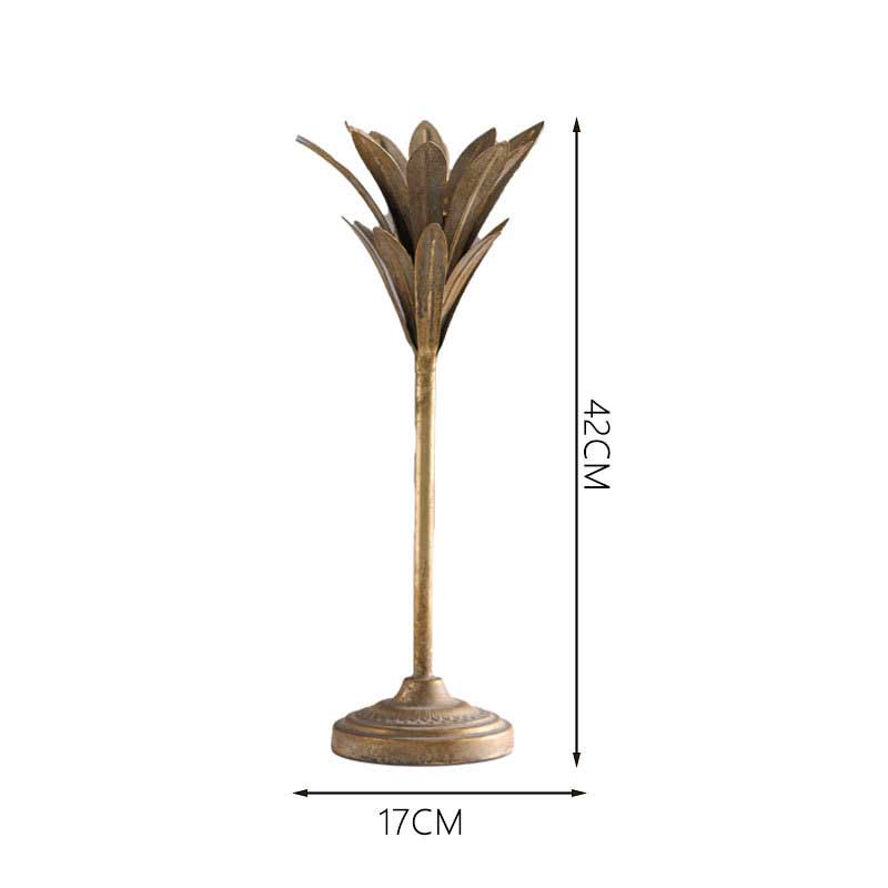 Vintage Lotus Candle Holder, Distressed Gold Iron Candelabra 18*56.5cm