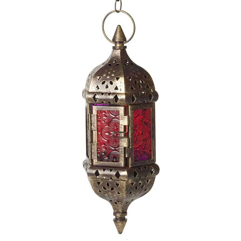 vintage hang candle holder Latern lamp Red