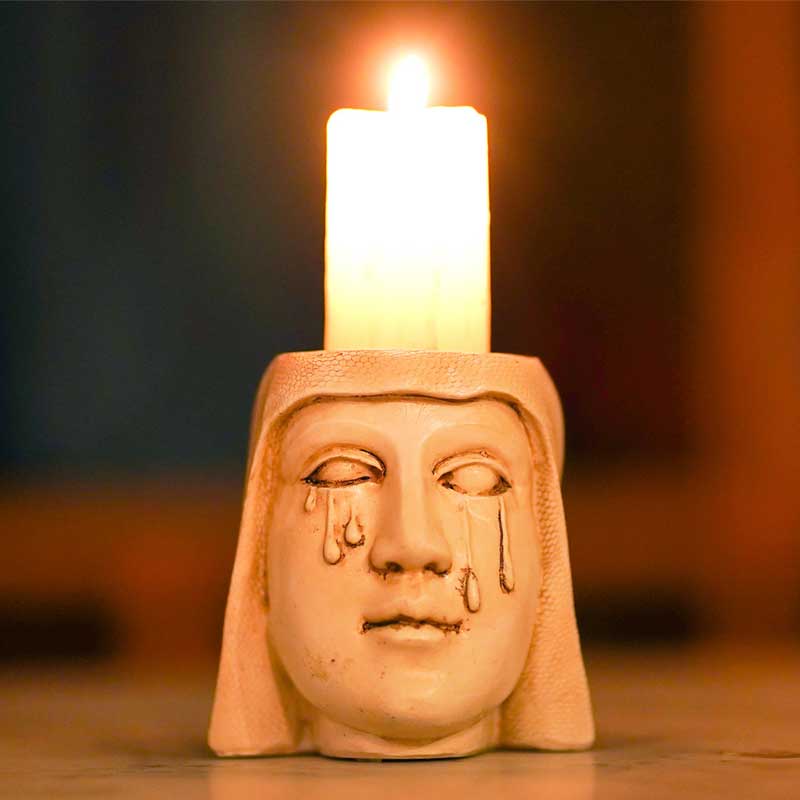 White Crying Madonna Head Candle Holder Color:White 2