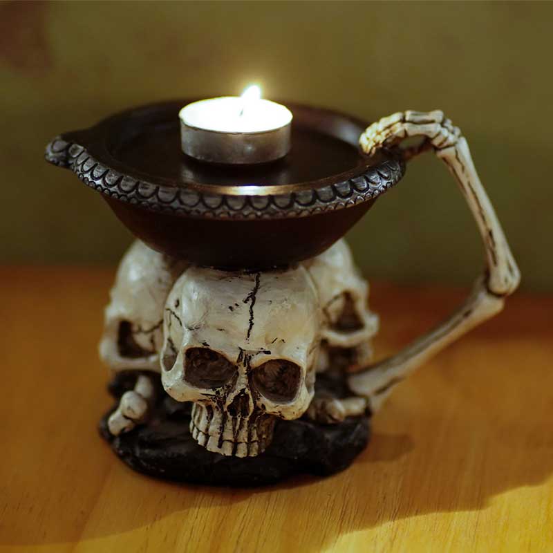 Halloween Skull Candle Holder Color:White 3