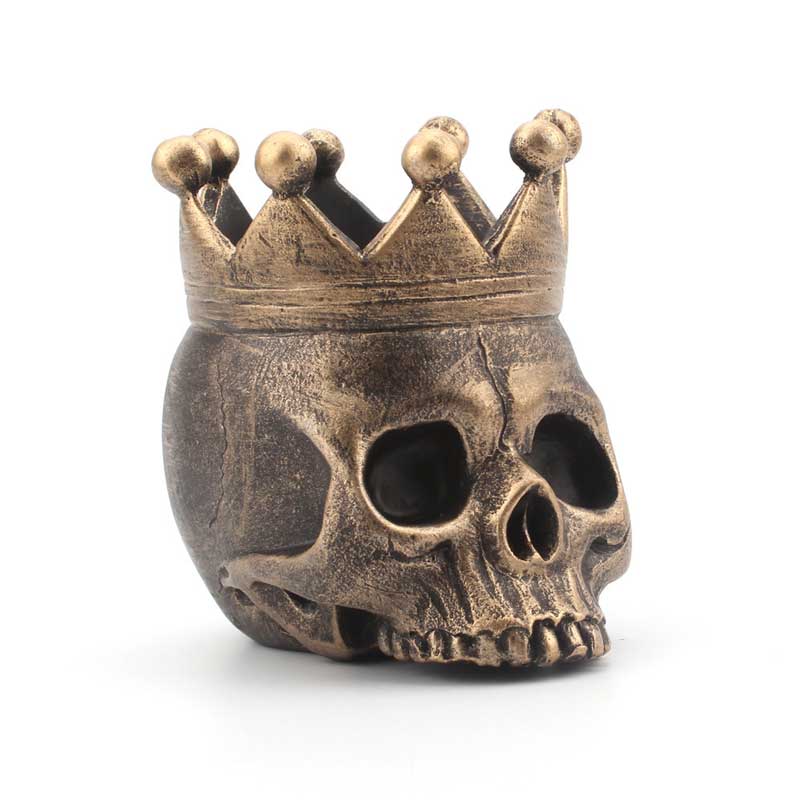 Halloween Resin Skull with Crown Candle Holder Color:Golden 3