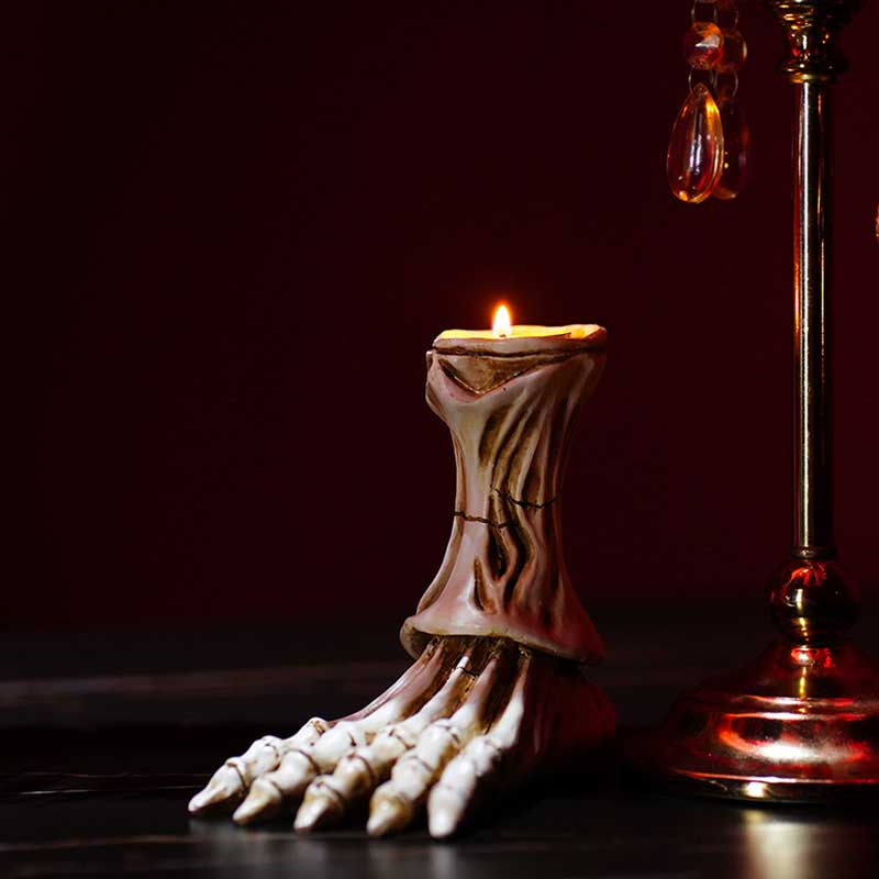 Halloween Gothic Skull and Ghost Claw Resin Candle Holder Color:White 2