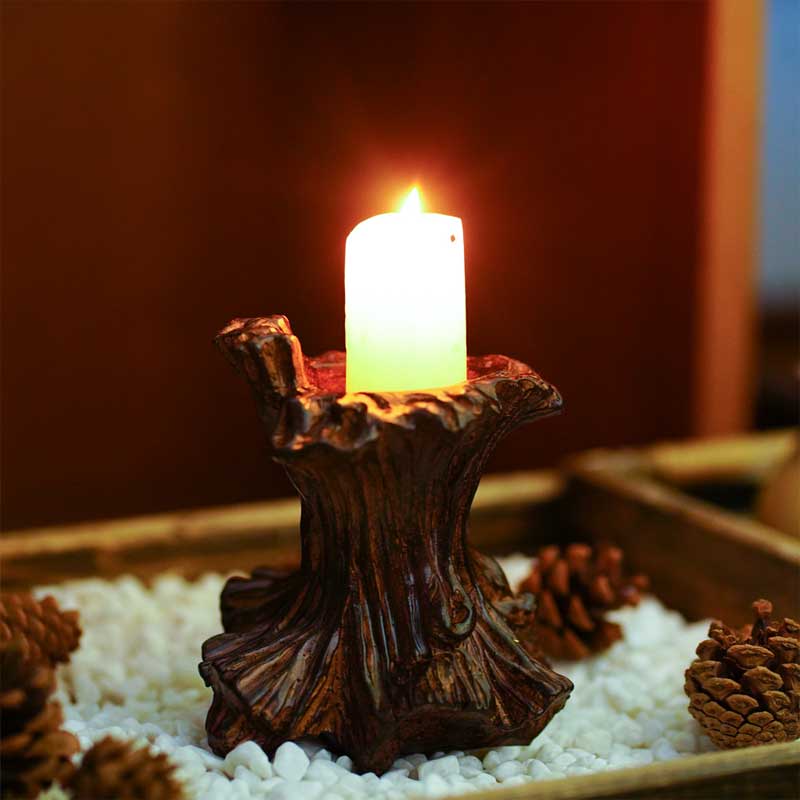 Halloween Rustic Tree Stump Resin Candle Holder Color: 1