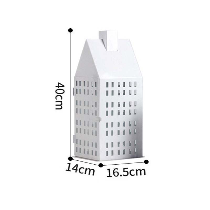 Retro Wrought Iron Gable-Roof White House Lantern Color:White 1