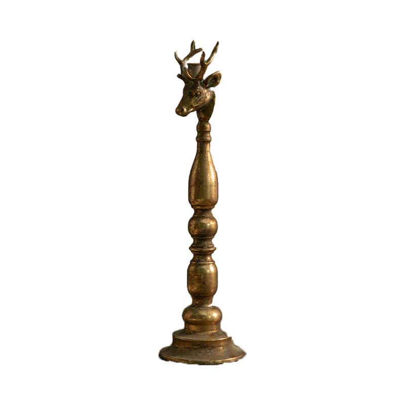 European Vintage Deer Head Candle Holder