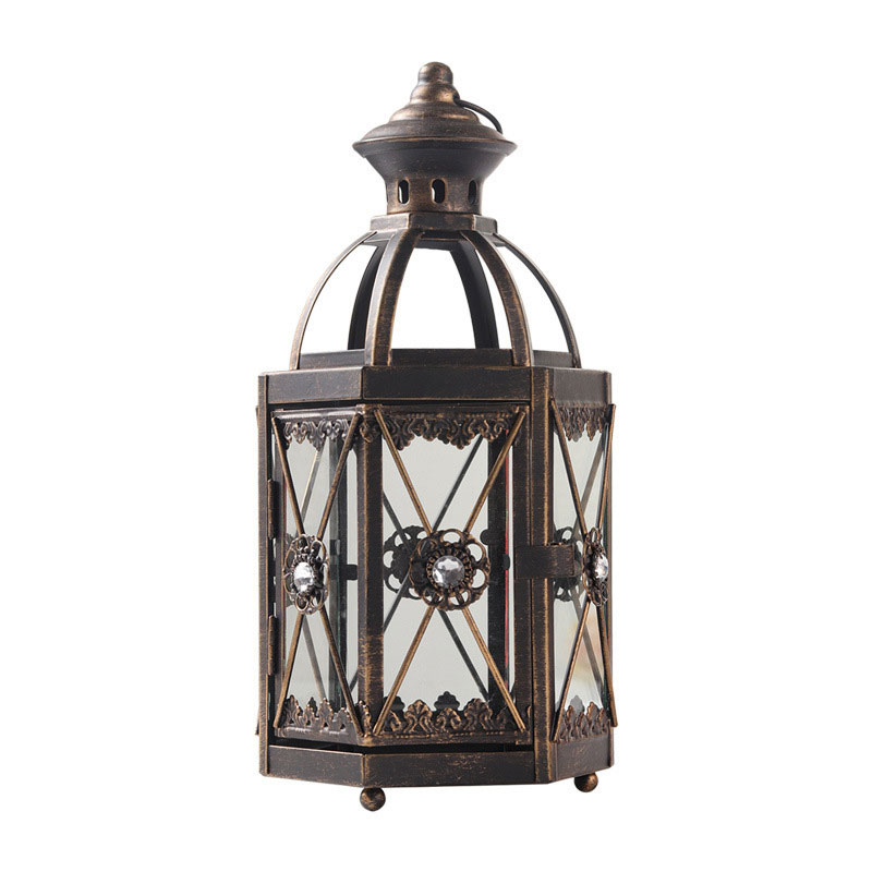 Retro Candle Holder Glass Hurricane Lantern