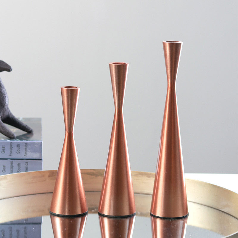 Narrow waist iron candle holder Color:Silver 4