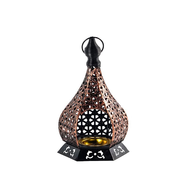 Hollow electroplated iron art candle holder