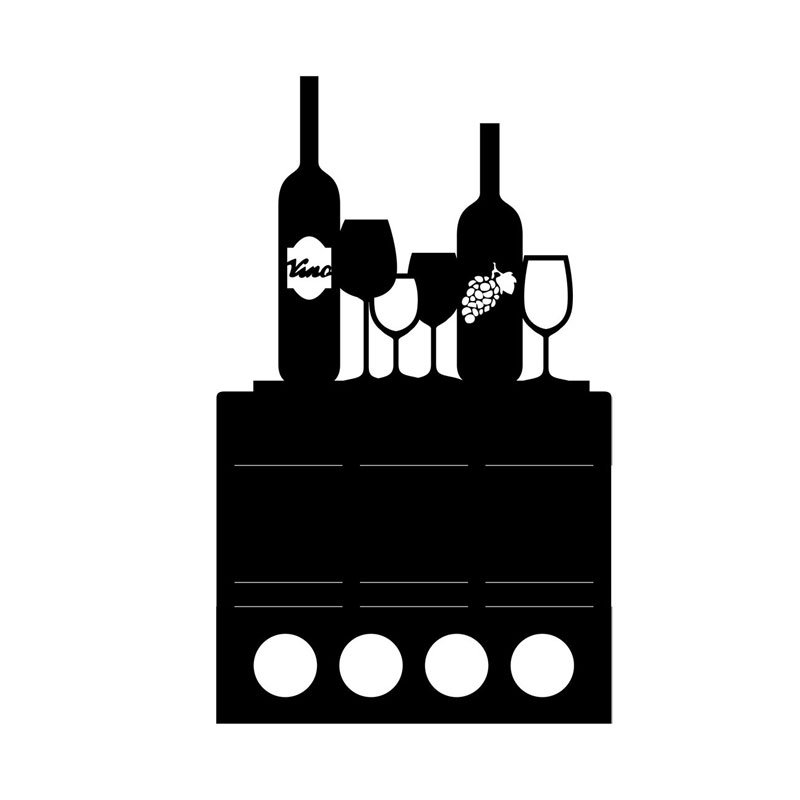 Hollowed-out black wine glass silhouette candle holder