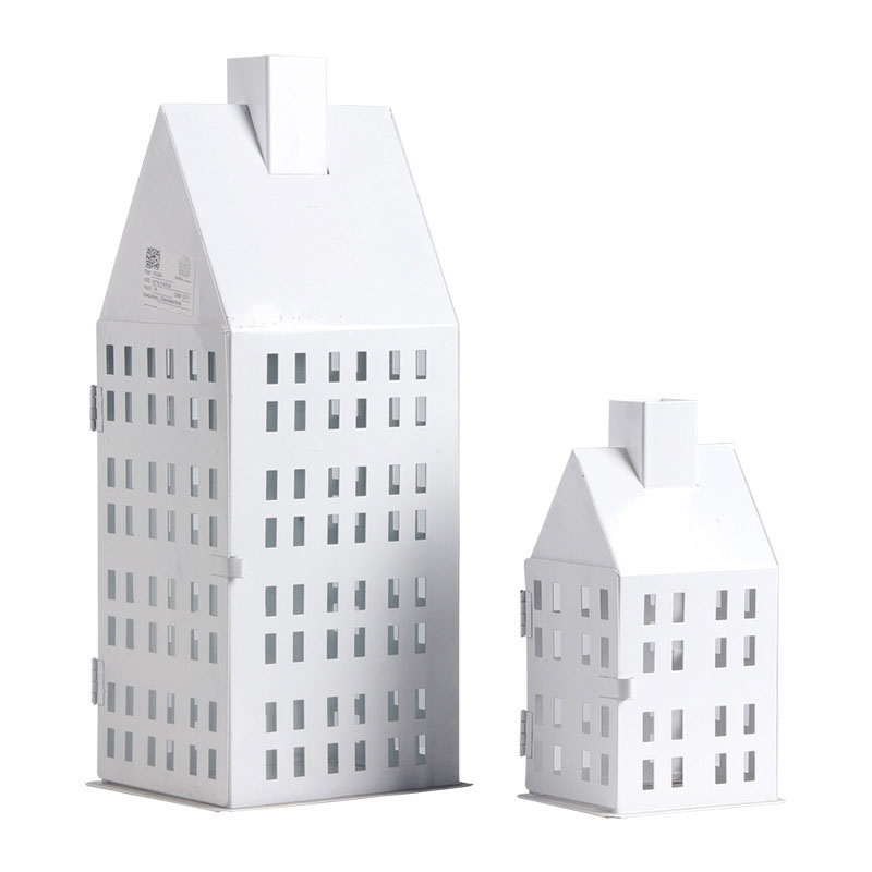 Retro Wrought Iron Gable-Roof White House Lantern