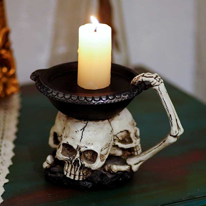 Halloween Skull Candle Holder Color:White 2