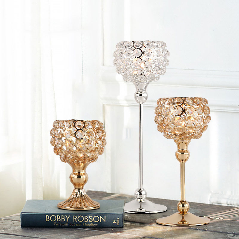 Nordic Romantic Home Candlelight Dinner Creative Luxurious Crystal Candle Holder Color:Default 1