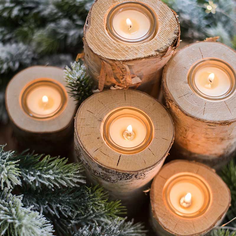Birch Wood Log Candle Holder Color:birch 1