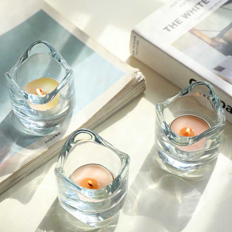 Minimalist Wavy-Mouth Glass  Stackable  Tea Light Holder Color:Wave 1
