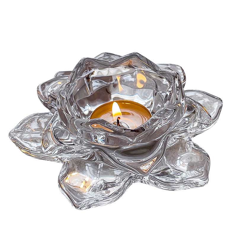 Crystal Glass Lotus Candle Holder