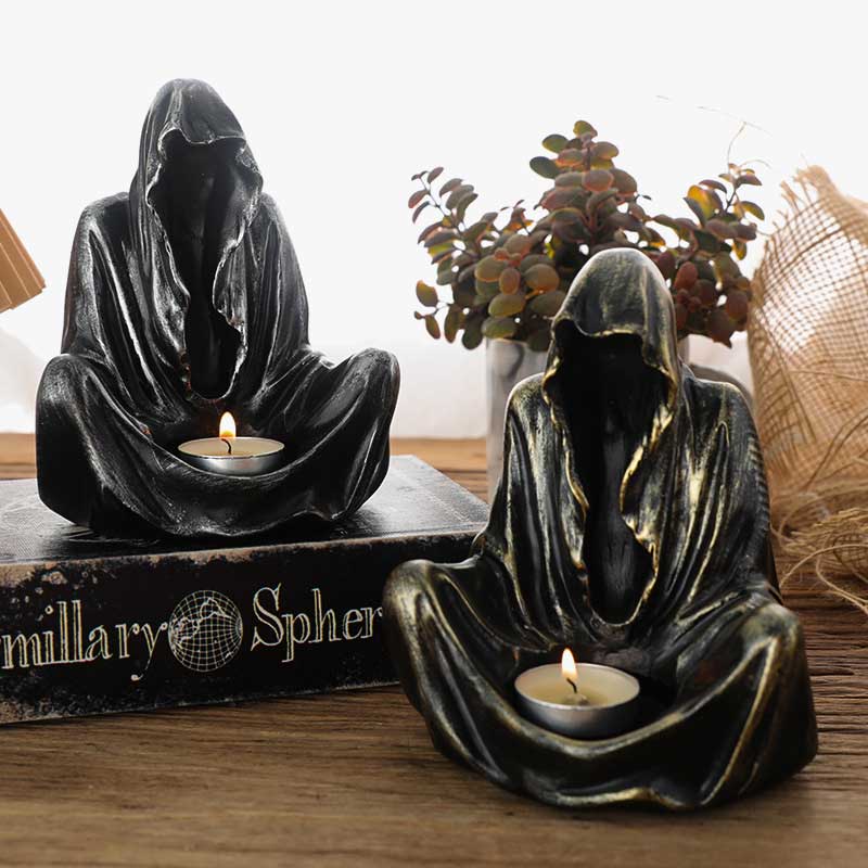 Resin Cloaked Faceless Wizard Candle Holder Color:Wizard  1