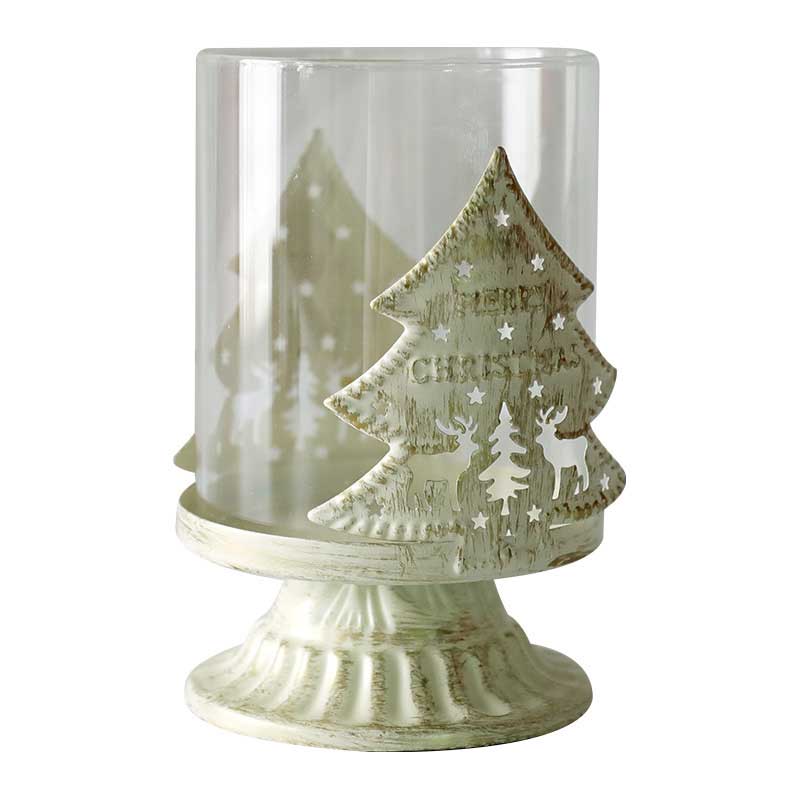American Rustic Vintage Distressed Moose Heart Iron Glass Candle Holder