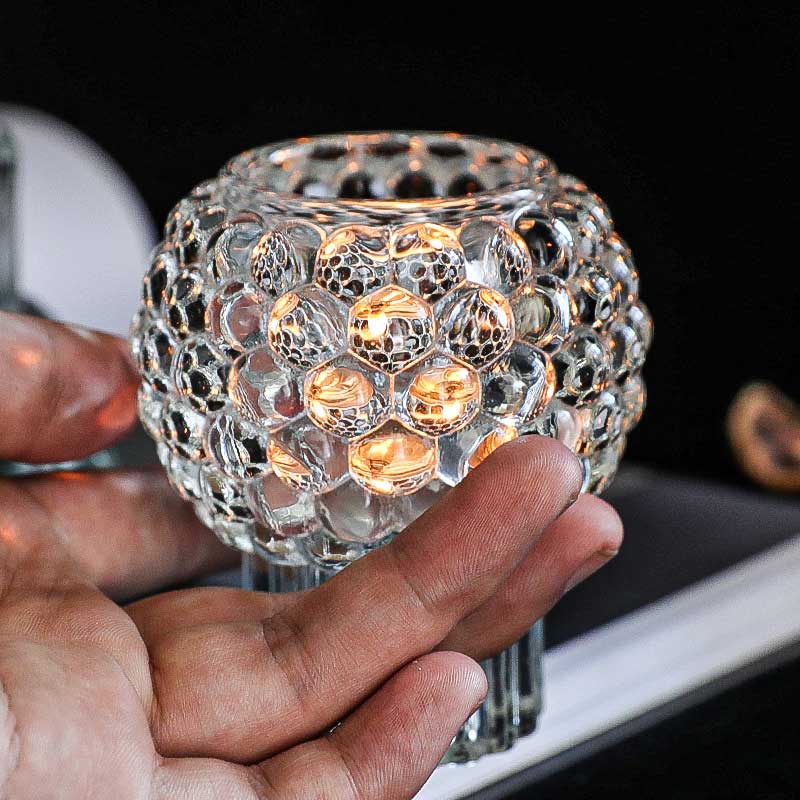 Clear Bubble Glass Candle Holder Color:Default 2