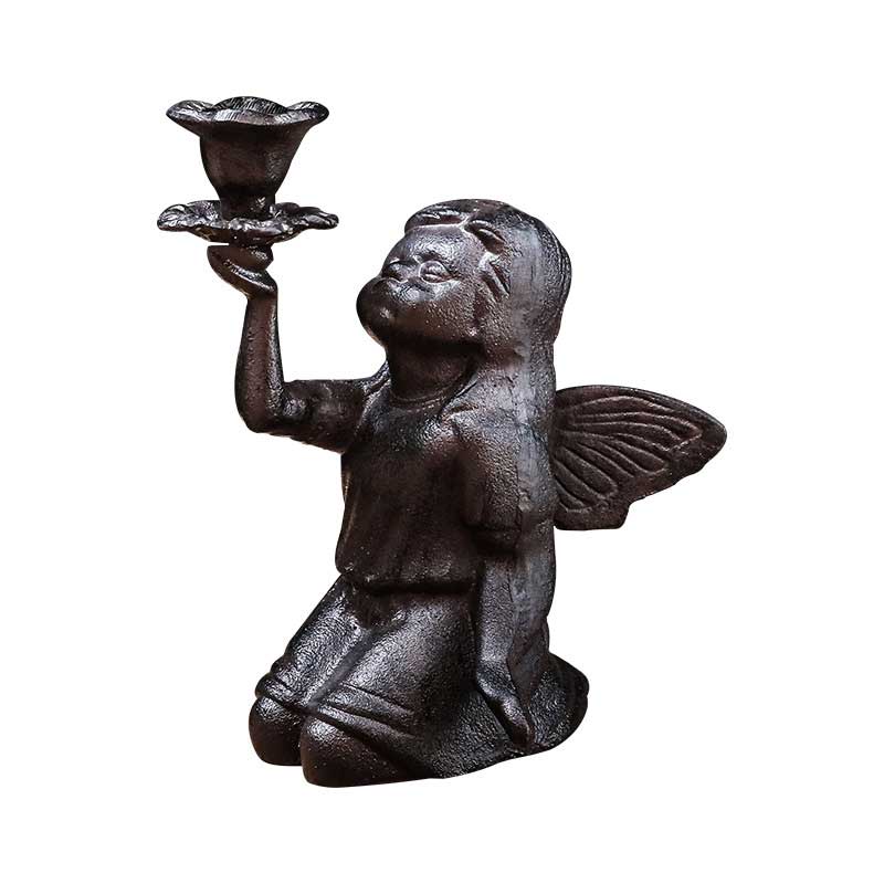 Vintage Cast Iron Angel & Goddess Candlestick Holder Color:Angel2