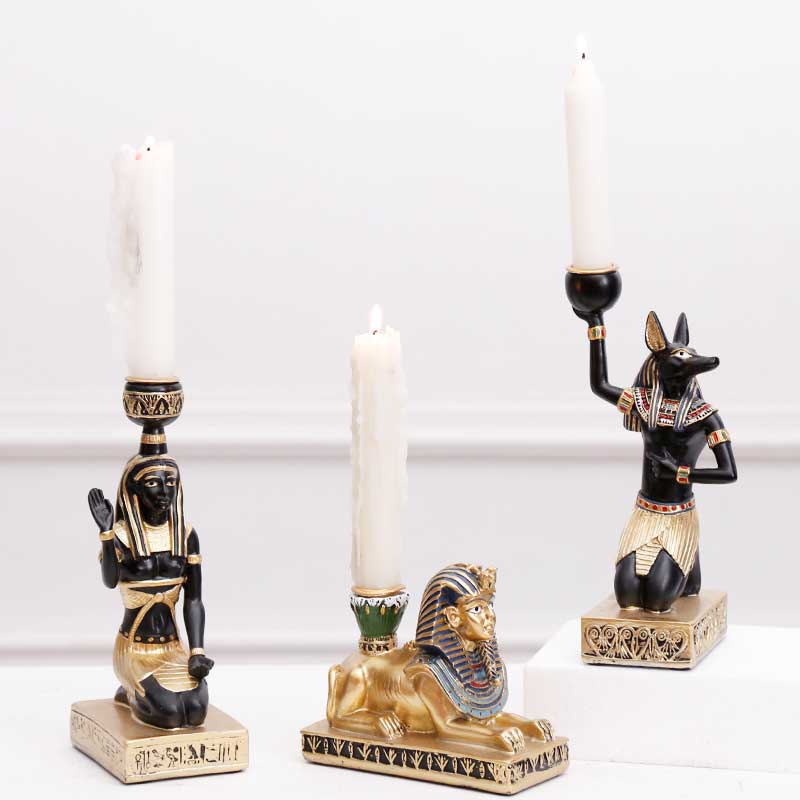 Ancient Egyptian Gods Resin Candlestick Holder Set of 3 Color:Sphinx 1