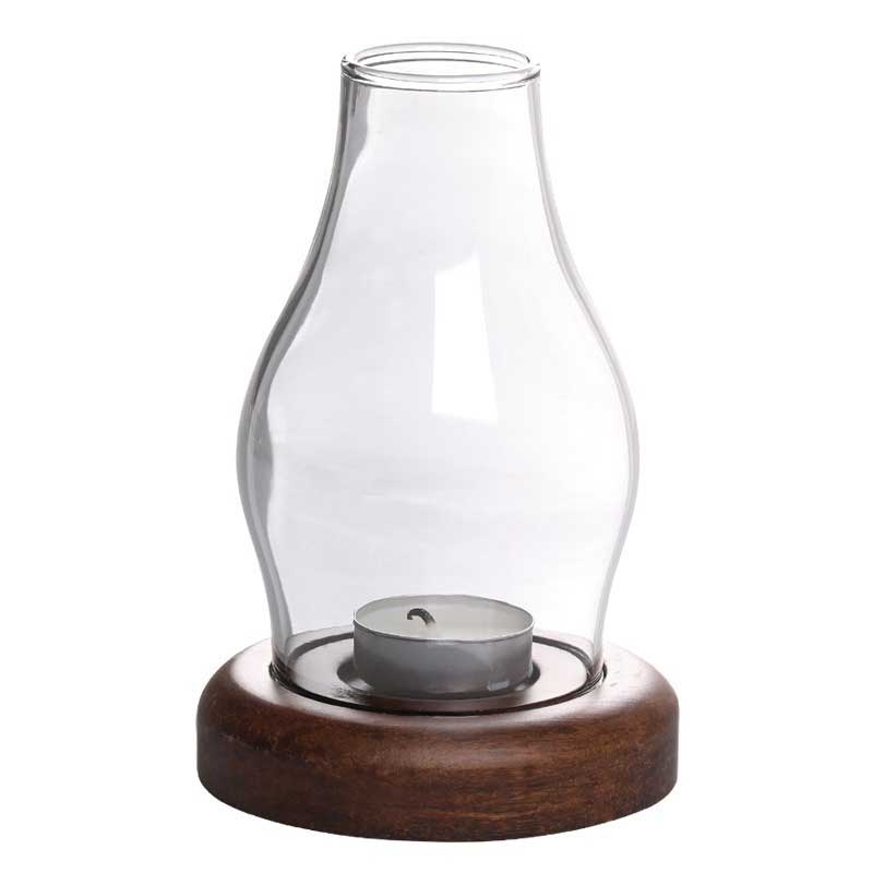 Japanese glass candle holder aromatherapy lamp wooden base